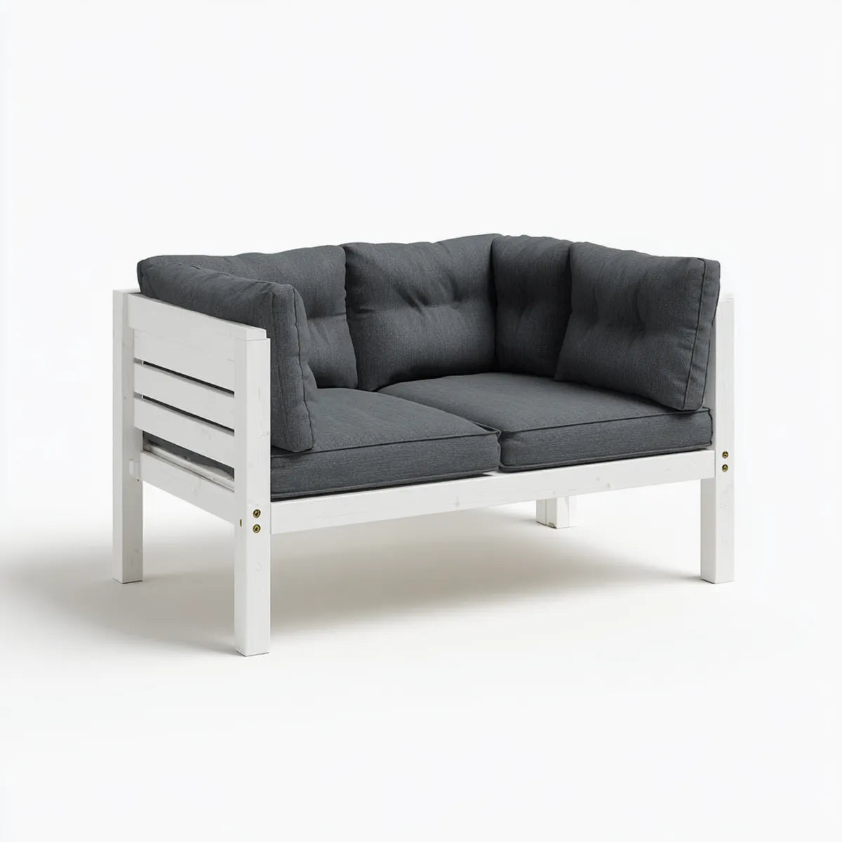 Sofa ogrodowa, Tapczan ogrodowy 2 miejsca białe i ciemnoszare w litym drewnie sosnowym 120 x 69 x 80 cm