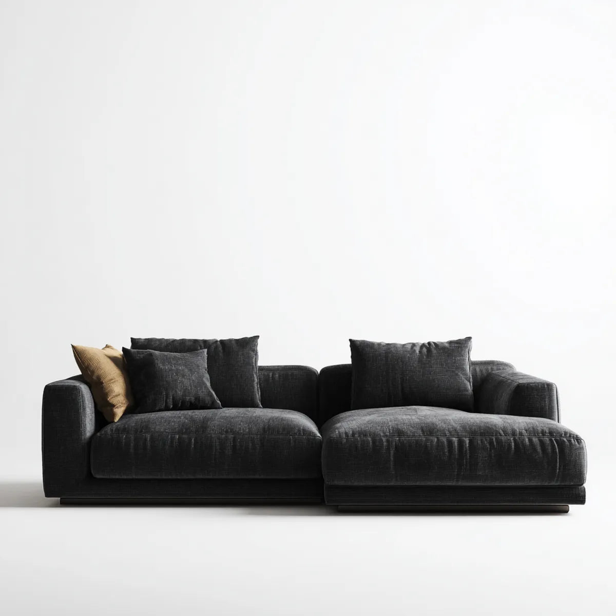 Sofa, Kanapa narożna z pianką z polipropylenu szezlongiem Czarna 280 x 170 cm