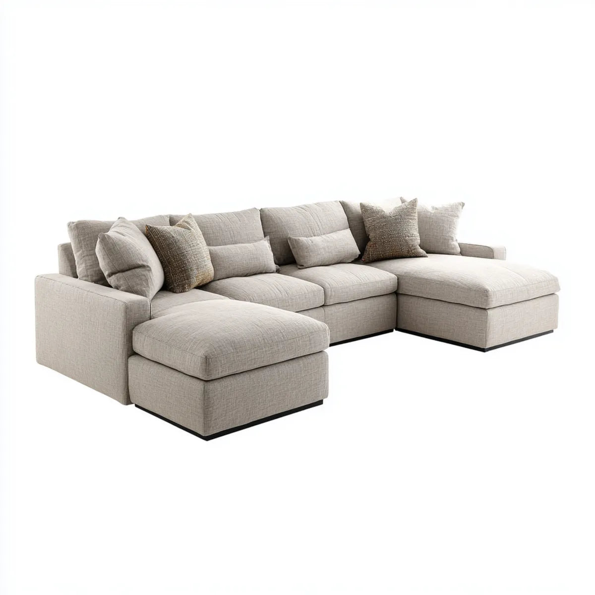 Sofa, narożna sofa beżowa 5- fotelik 360 x 170 x 85 cm pianka poliestrowa