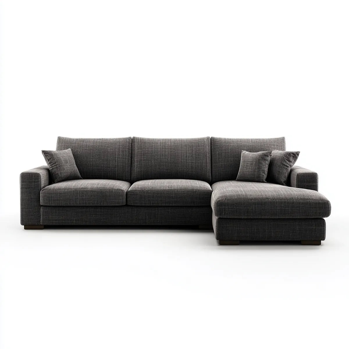 Sofa, Kanapa narożna z prawego recyrkulatora Ciemny szary 280 x 160 x 85 cm poliester U- kształt
