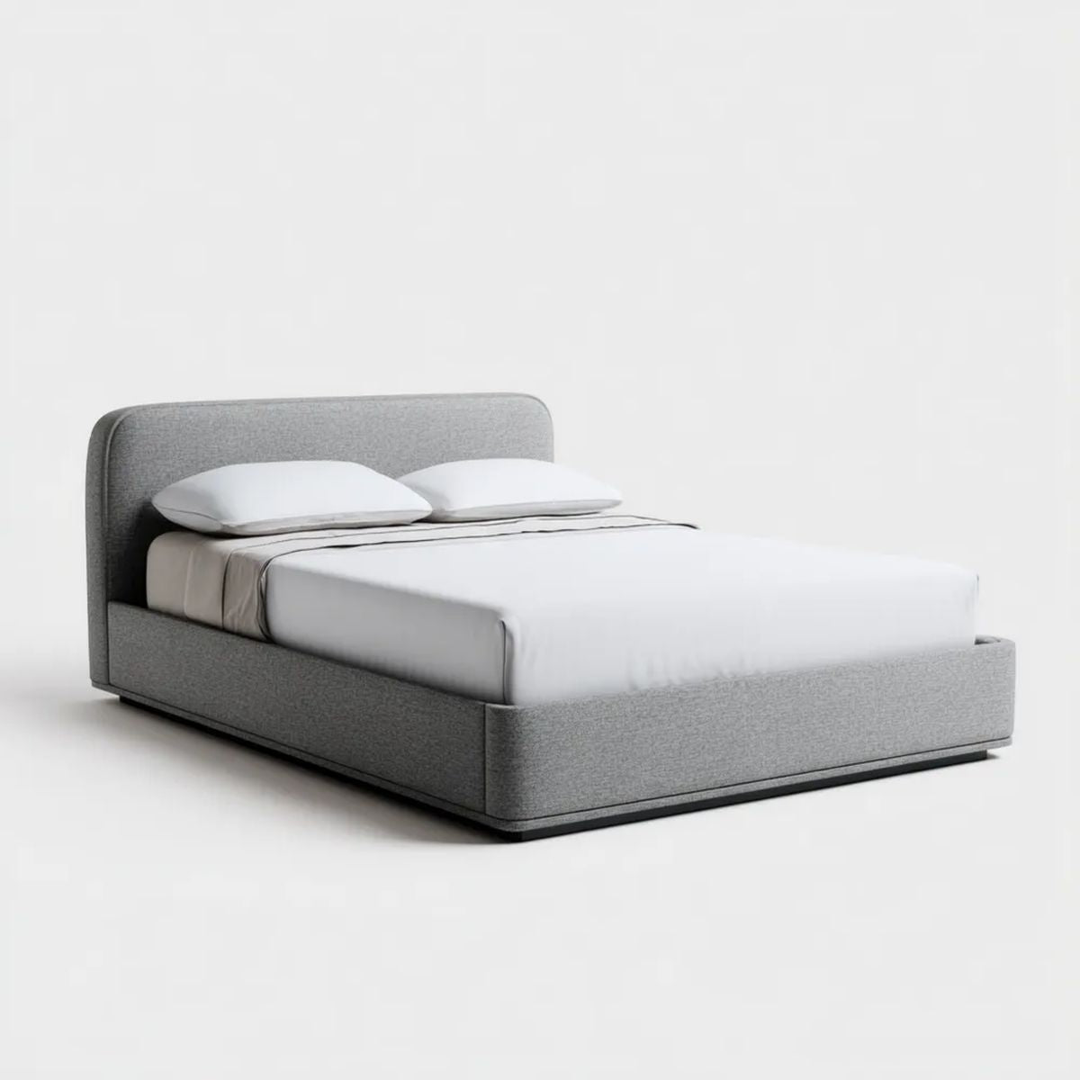Łóżko dwuosobowe, Szare Tapicerowane podwójne łóżko w poliestrze 160 x 200 cm z deską rozdzielczą
