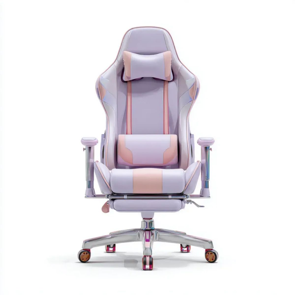 Fotel gamingowy, Ergonomiczny fotel do gier ze skóry syntetycznej z podnóżkiem, 68 x 68 x 125-135 cm