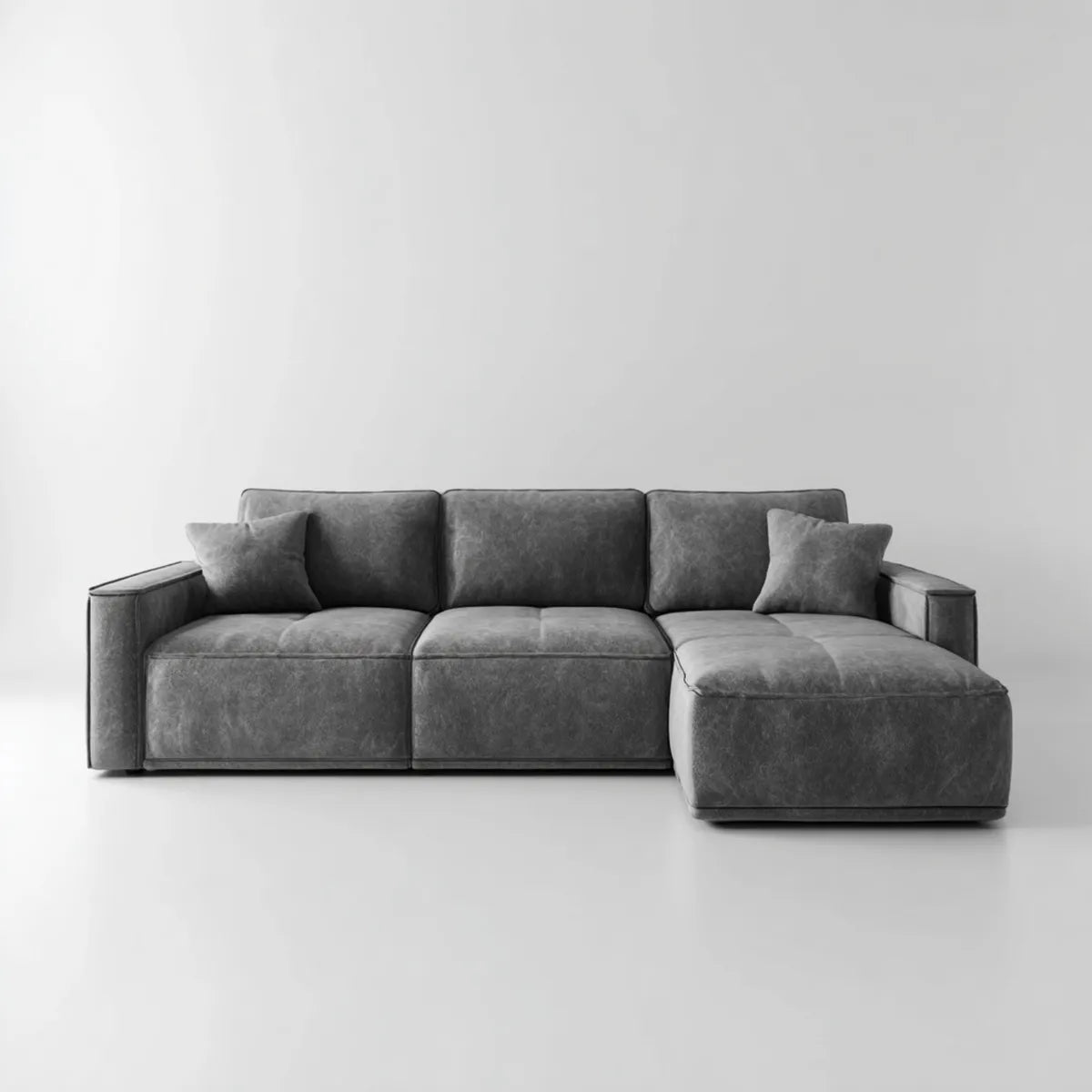 Sofa, 3-fotelikowa kanapa narożna z rekamierem prawa ciemnoszara mikrofibra 280 x 170 x 85 cm