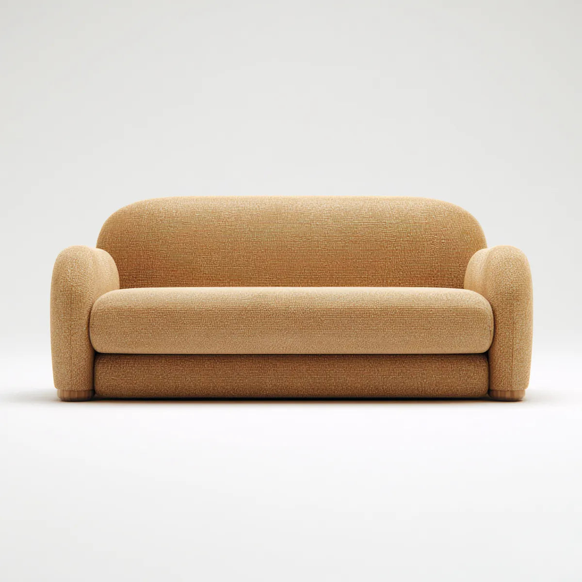 Sofa, 2-fotelowa sofa beżowa 145 x 86 x 78 cm poliester w zaokrąglonym kształcie