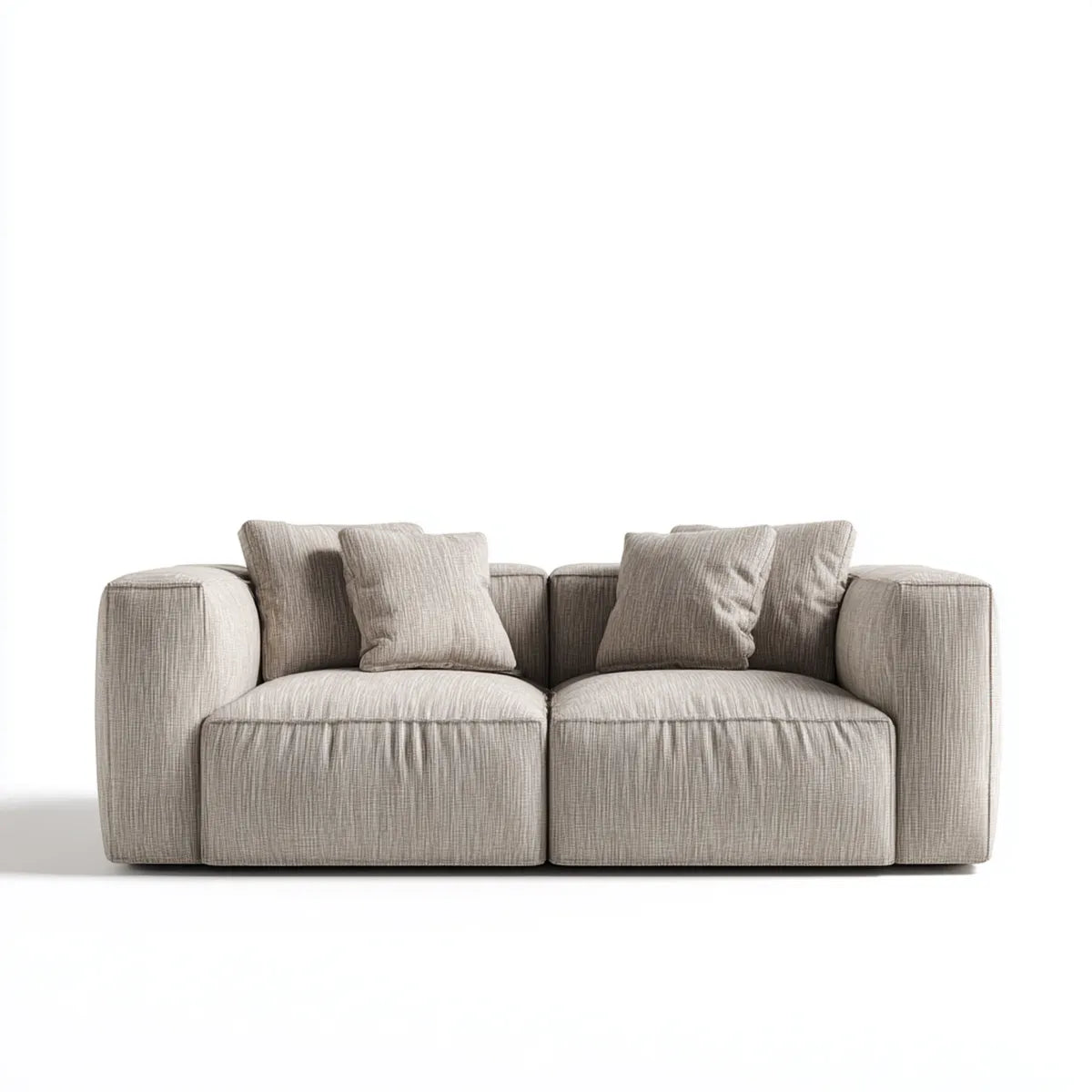 Sofa, 2-osobowa kanapa beżowa 220 x 105 x 82 cm prostokątna poliestrowa