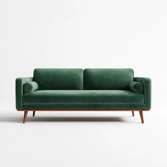 sofa 3-osobowa ciemnozielona 180 x 85 x 82 cm z poliestrową tapicerką aksamitną i litymi nóżkami z drewna