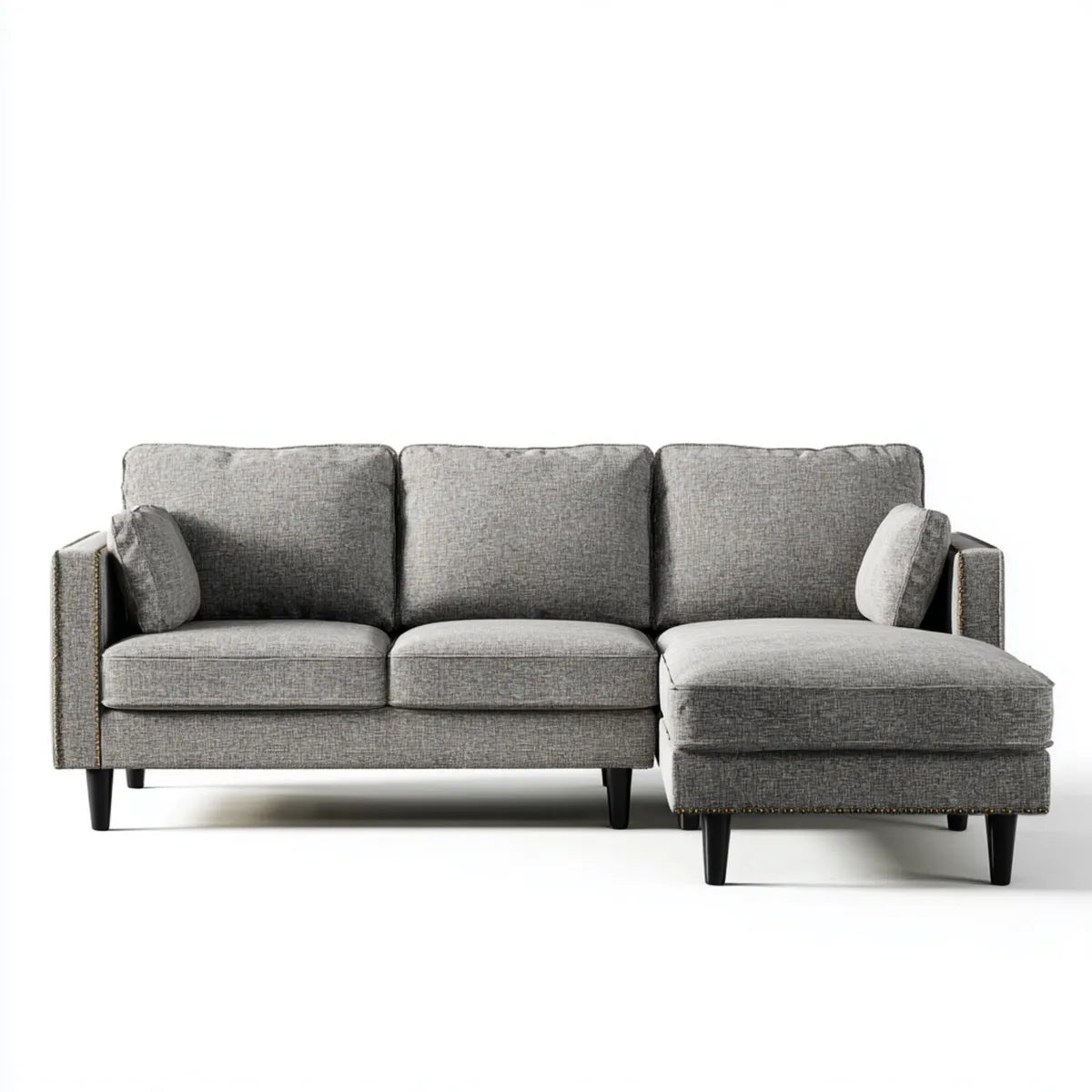 Sofa narożna szara z recyrem 230 x 150 x 85 cm poliestrowy kształt L