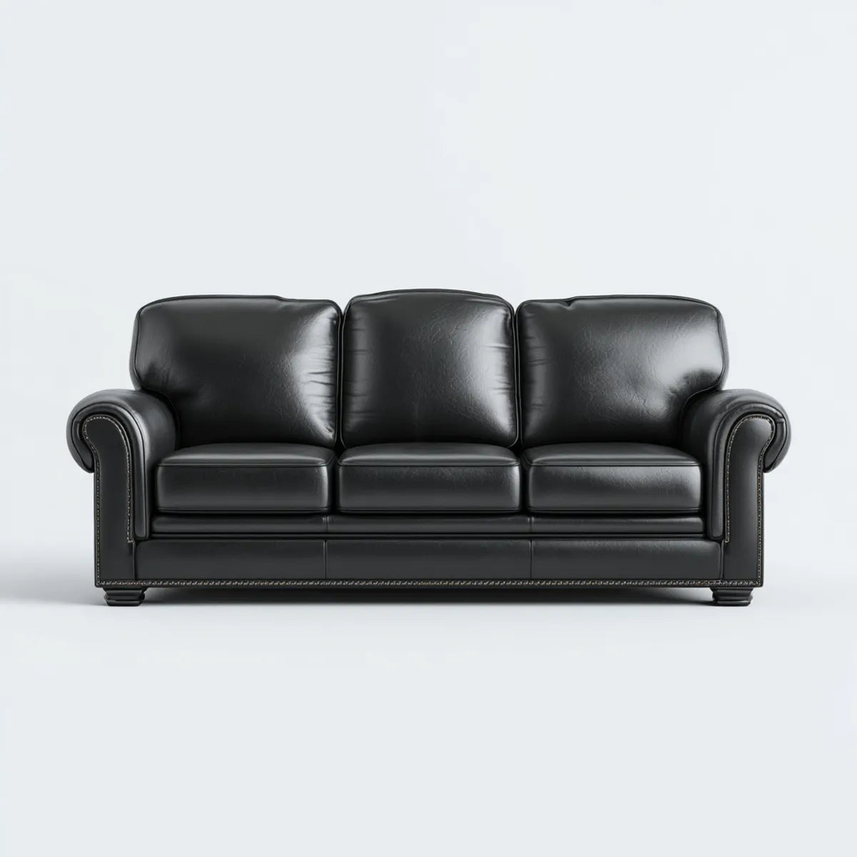 Sofa, 3- fotela czarny 220 x 90 x 88 cm PU- sztuczny prostokątna