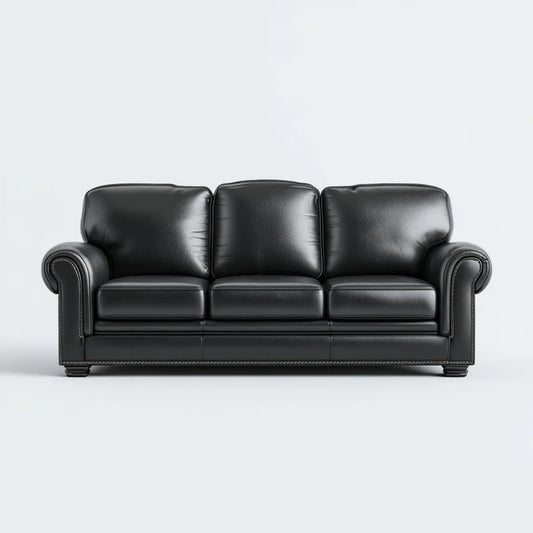 Sofa, 3- fotela czarny 220 x 90 x 88 cm PU- sztuczny prostokątna
