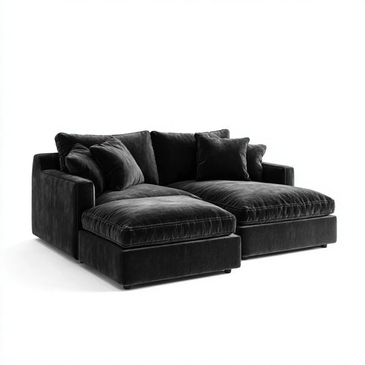 Sofa, 2-fotelowa sofa czarna 220 x 105 x 82 cm poliester włącznie prostokątna