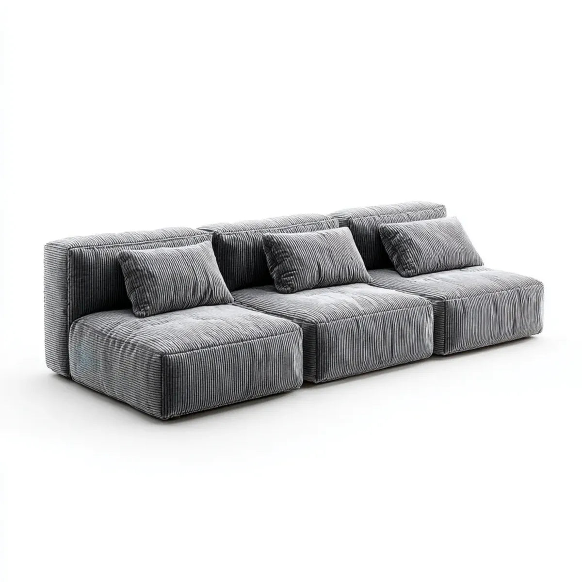 Sofa, Modułowa, trzyosobowa sofa szara 300 x 100 x 70 cm z prostokątną pokrywą z poliestru