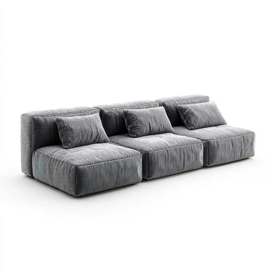 Sofa, Modułowa, trzyosobowa sofa szara 300 x 100 x 70 cm z prostokątną pokrywą z poliestru