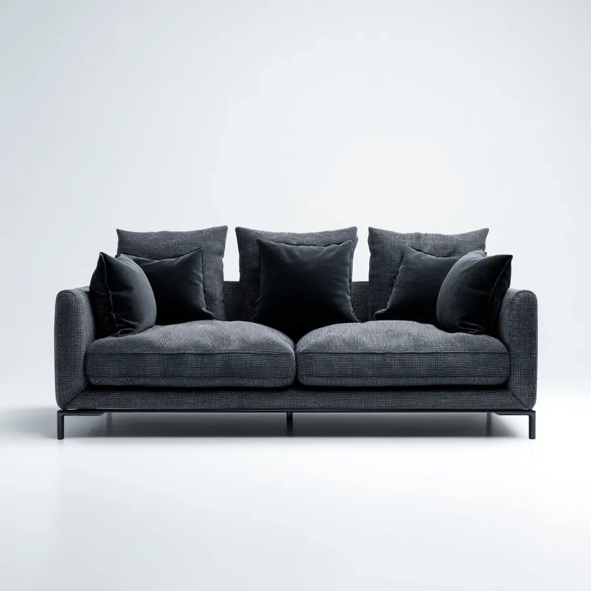 sofa 2-osobowa antracyt 180 x 90 x 82 cm tapicerka poliestrowa proste kształt