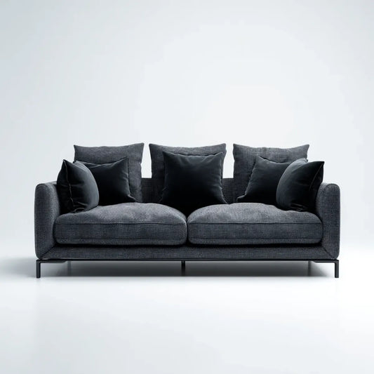 sofa 2-osobowa antracyt 180 x 90 x 82 cm tapicerka poliestrowa proste kształt