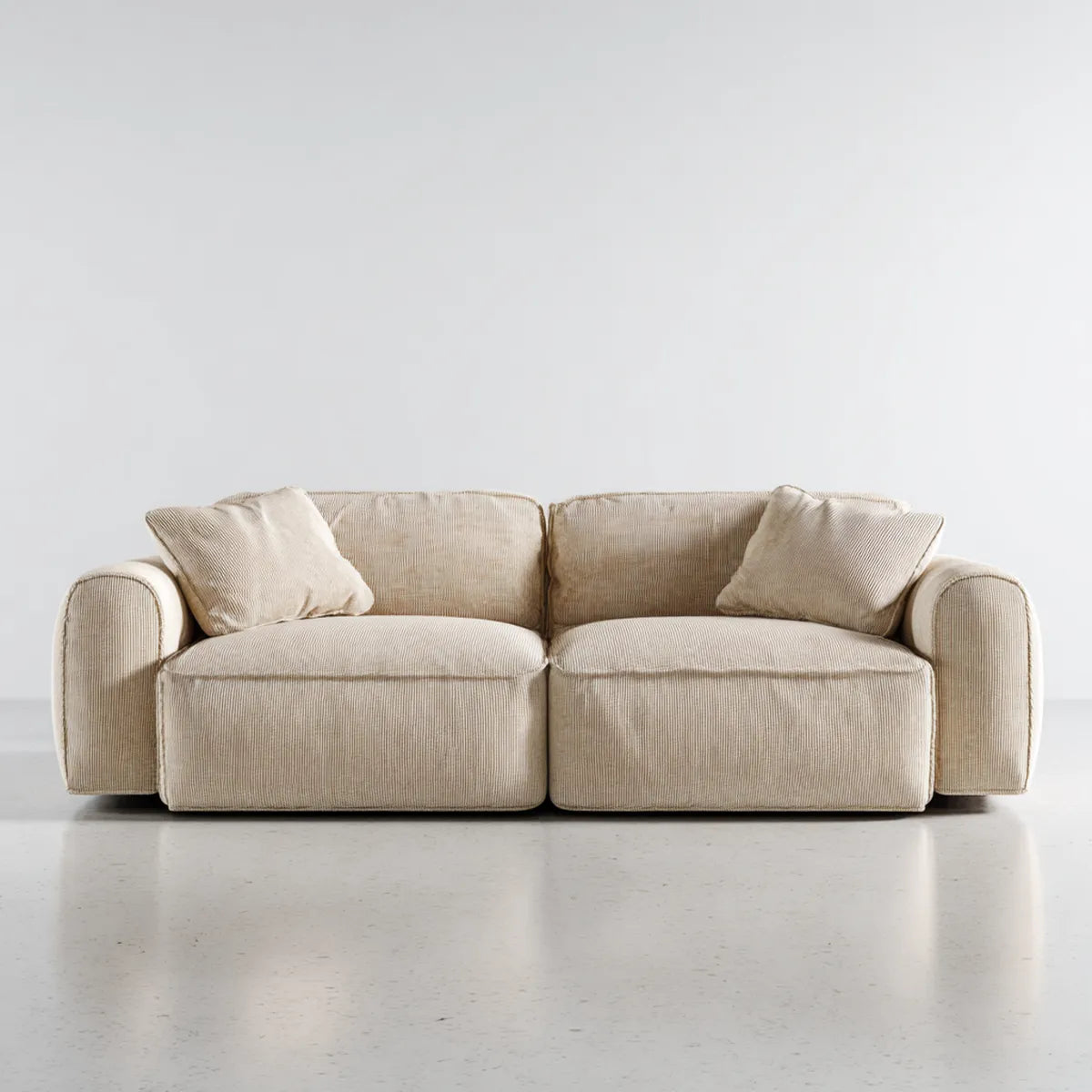 Sofa, 2-fotelowa kanapa beżowa 180 x 95 x 80 cm poliestrowy sznurek zaokrąglony