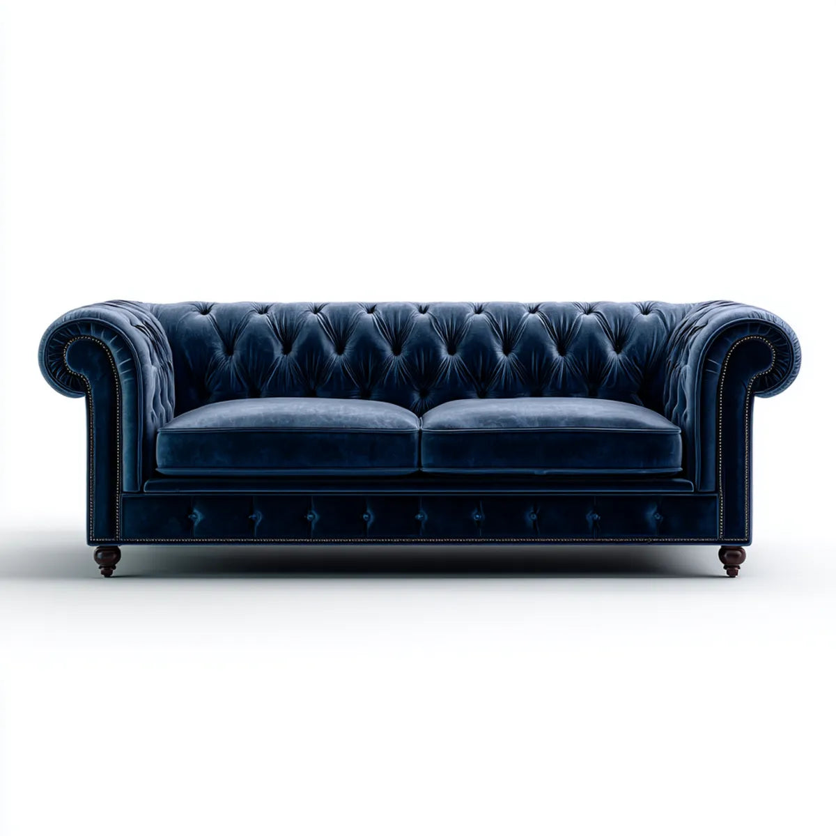 Sofa, 2-fotelik Chesterfield sofa granatowy poliester aksamit prostokątna 178 x 90 x 78 cm