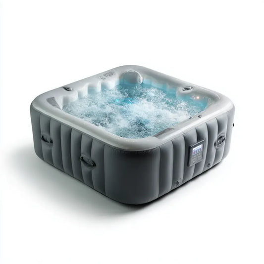 Wanna spa, Nadmuchiwana wanna z dyszami powietrza szary 180 x 180 x 65 cm kwadrat PVC