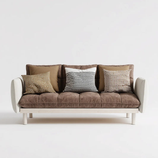 sofa 2-osobowa Brązowy krem biały 180 x 82 x 82 cm poliester włącznie prostokątna
