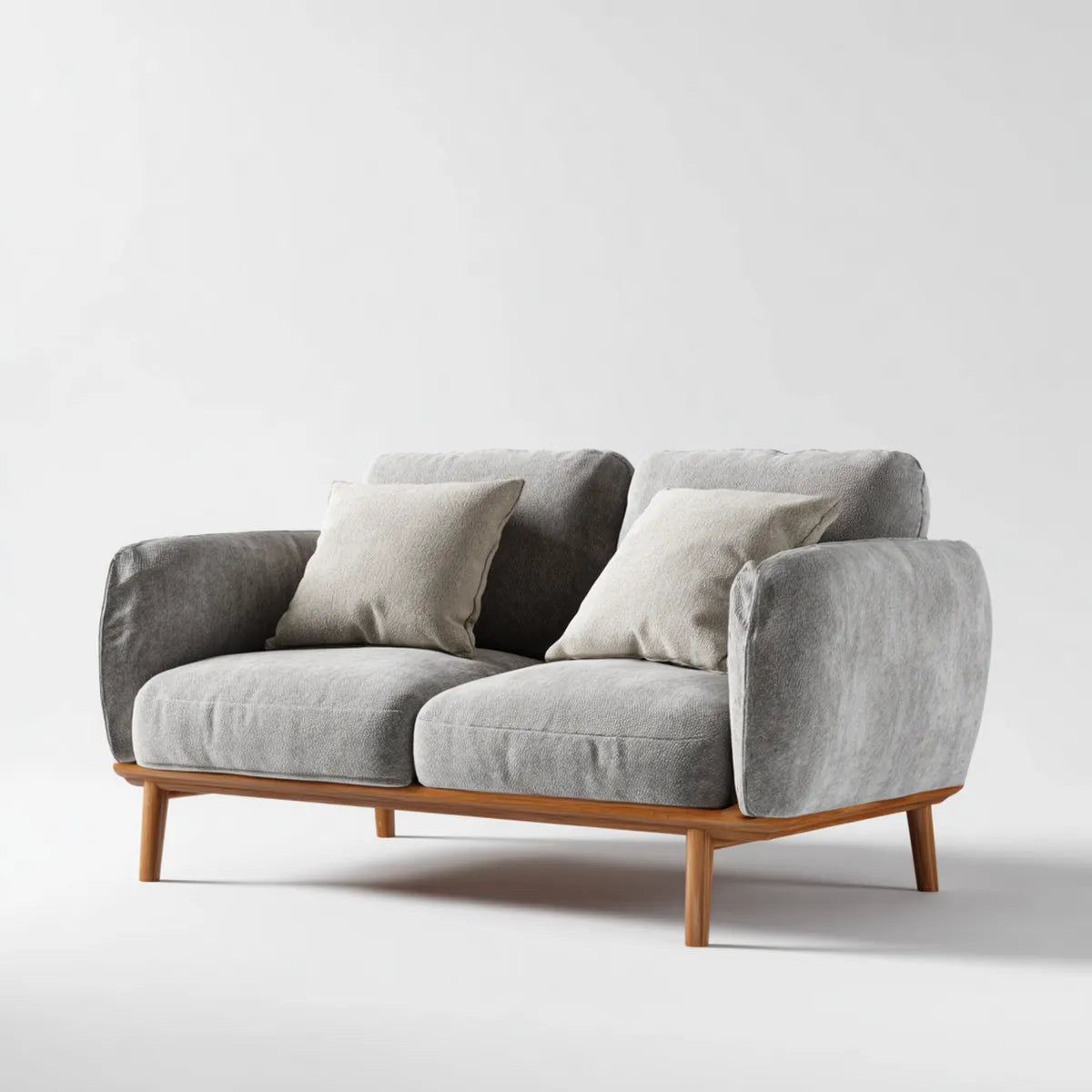 Sofa, 2-fotela szara 160 x 85 x 82 cm poliestrowe drewno lite prostokątne