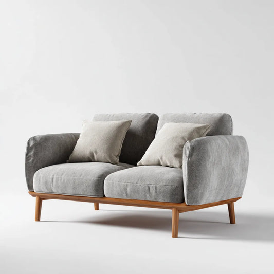 Sofa, 2-fotela szara 160 x 85 x 82 cm poliestrowe drewno lite prostokątne
