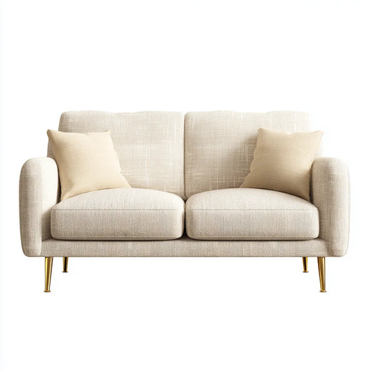 Sofa, 2-osobowa kanapa beżowa 160 x 85 x 82 cm poliestrowy prostokątna