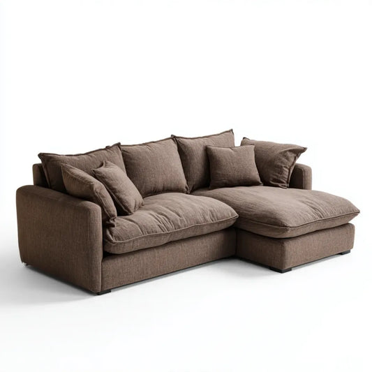 Sofa, Kanapa narożna z rekamierem w prawo Brązowy 260 x 165 x 85 cm poliester kształt litery L