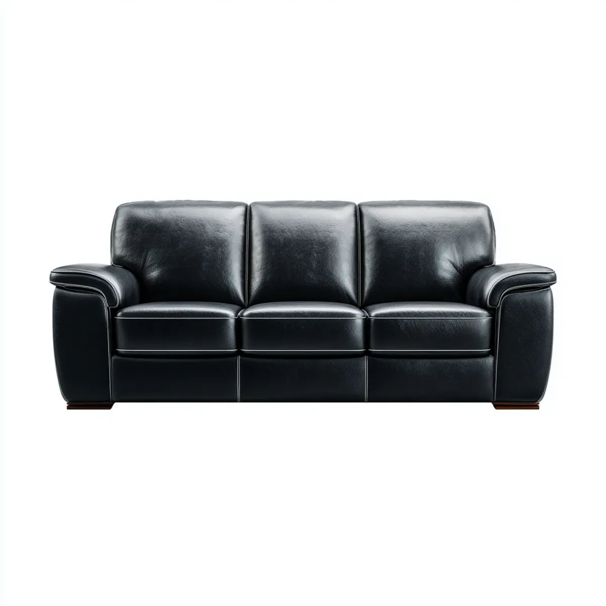 Sofa, 3- fotela czarny 210 x 92 x 88 cm PU- sztuczny prostokątna