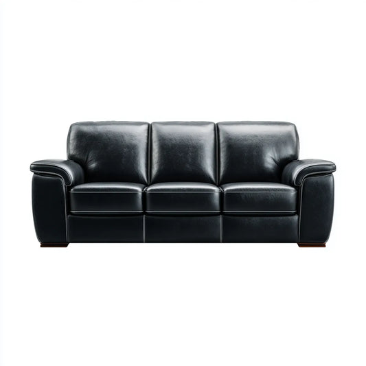 Sofa, 3- fotela czarny 210 x 92 x 88 cm PU- sztuczny prostokątna