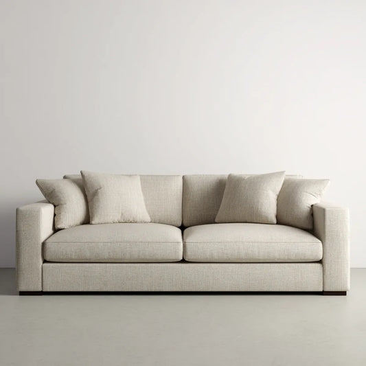 Sofa, 2-fotela Beżżowa 200 x 90 x 85 cm z tapicerką poliestrową i prostym kształtem